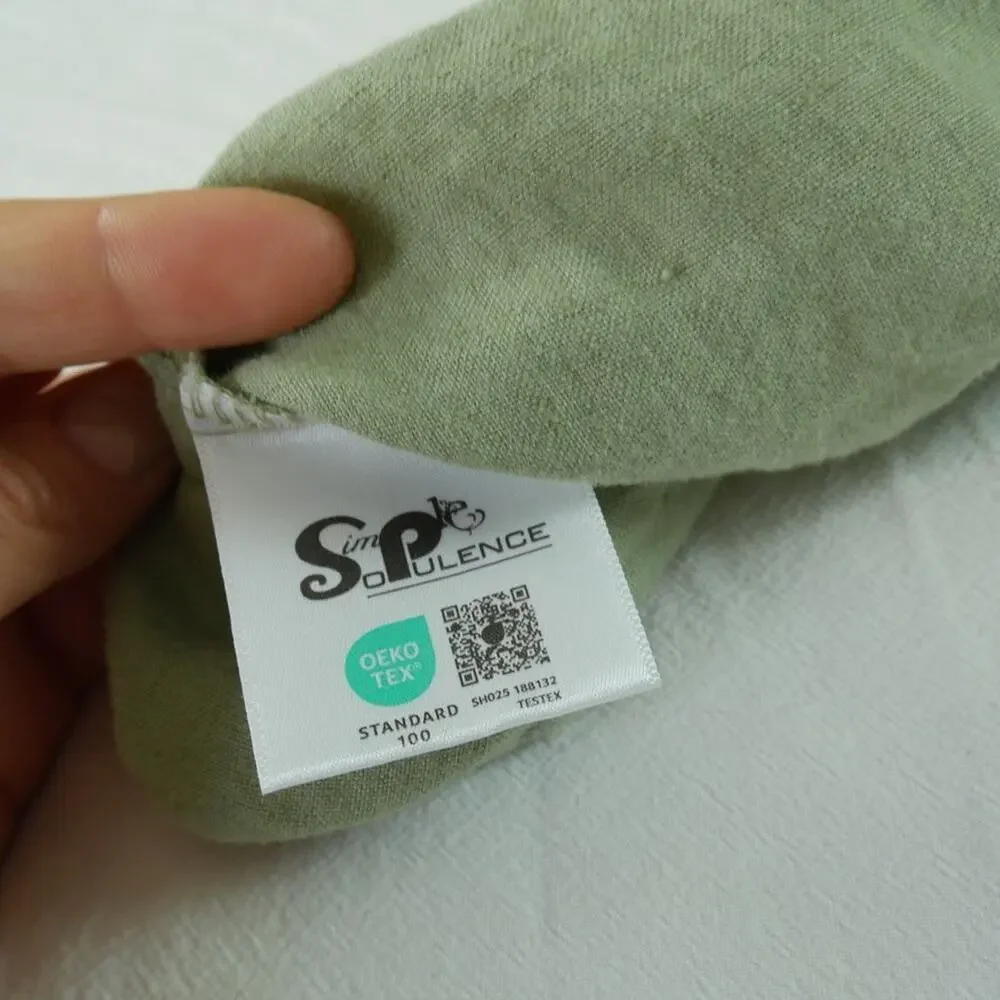 Simple Opulence 100% Linen Pillowcase Button Closure Green King 35” x 20” Modern